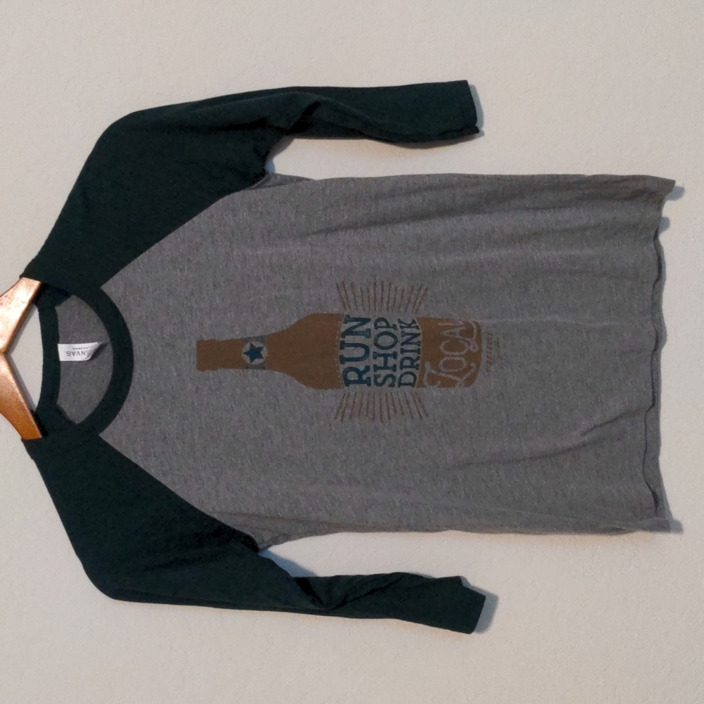 Run Shop Drink Local Beer Baseball Style T Shirt